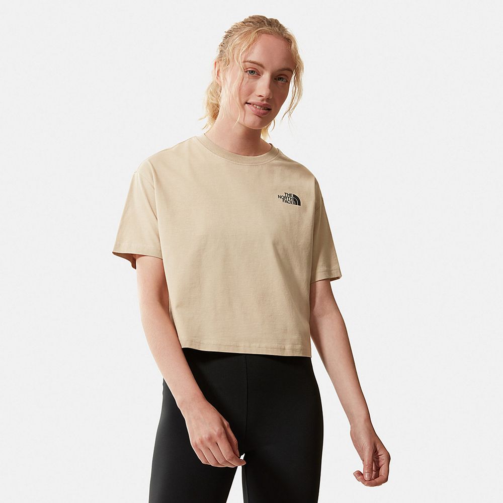 The North Face T-Shirts Womens Australia - The North Face Cropped Simple Dome Khaki (DRS-536907)